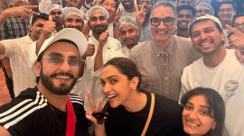Ranveer Singh and Deepika Padukone pose with Benne founders Akhil Iyer and Shriya Narayan at their latest outpost in Chowpatty. Photo Courtesy - Special Arrangement