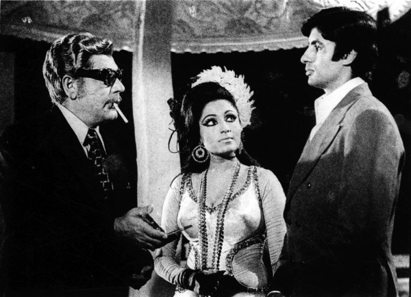 Film star Ajit, Bindu and Amitabh Bachchan in film ZANJEER. Express archive photo