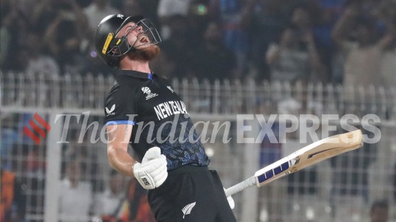 Finn Allen, the swashbuckling right-hander underlined the importance of the pre-tournament India series. (Express Photo by Partha Paul)