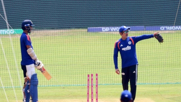 India head coach Gautam Gambhir at a training session before the T20 World Cup semi-final against England at the Wankhede Stadium. (Express Photo by Narendra Vaskar)