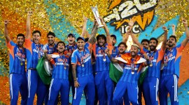 India clinched their third T20 World Cup on Sunday, with several cricket legends leading the tributes on social media. (AP Photo)