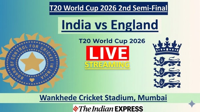 India vs England Live Cricket Streaming, T20 World Cup 2026 2nd Semi-Final: Where to watch live telecast and stream of IND vs ENG match?