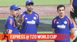 L-R: India assistant coach Ryan Ten Doeschate, captain Suryakumar Yadav and head coach Guatam Gambhir in action during practice session ahead of T20 World Cup 2026 match vs West Indies in Kolkata. (Express photo by Partha Paul)