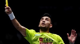 Lakshya Sen played an absolutely laser-focussed third set, to win 21-19, 21-23, 21-10 and defeat the opponent from Hong Kong to reach quarterfinals. (AP Photo)