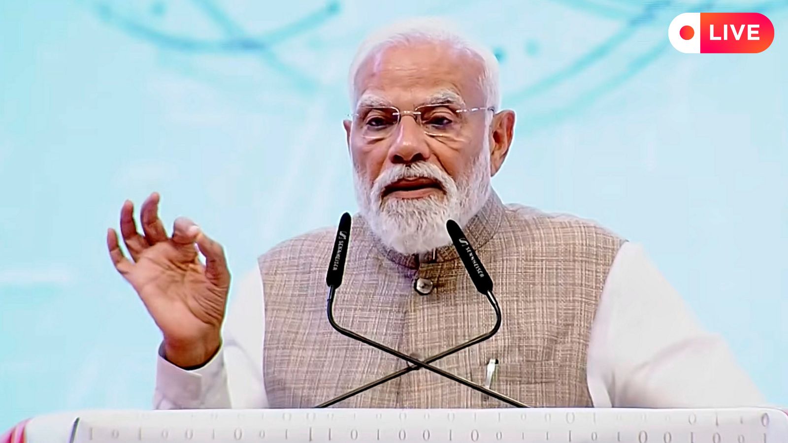 **EDS: THIRD PARTY IMAGE** In this screengrab from a video posted on March 12, 2026, Prime Minister Narendra Modi addresses the NXT Summit 2026 at Bharat Mandapam, in New Delhi. (@NarendraModi/YT via PTI Photo)(PTI03_12_2026_000474B)