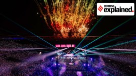 A still from a Coldplay concert at the Narendra Modi Stadium.