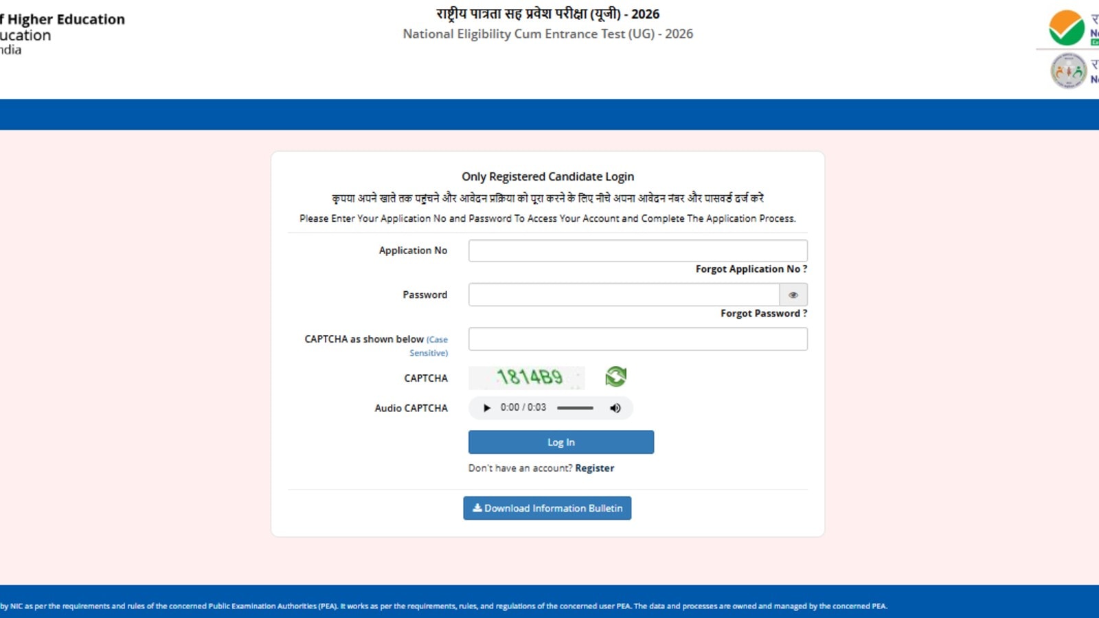 NEET UG 2026 application correction window open; edit registration form by March 14