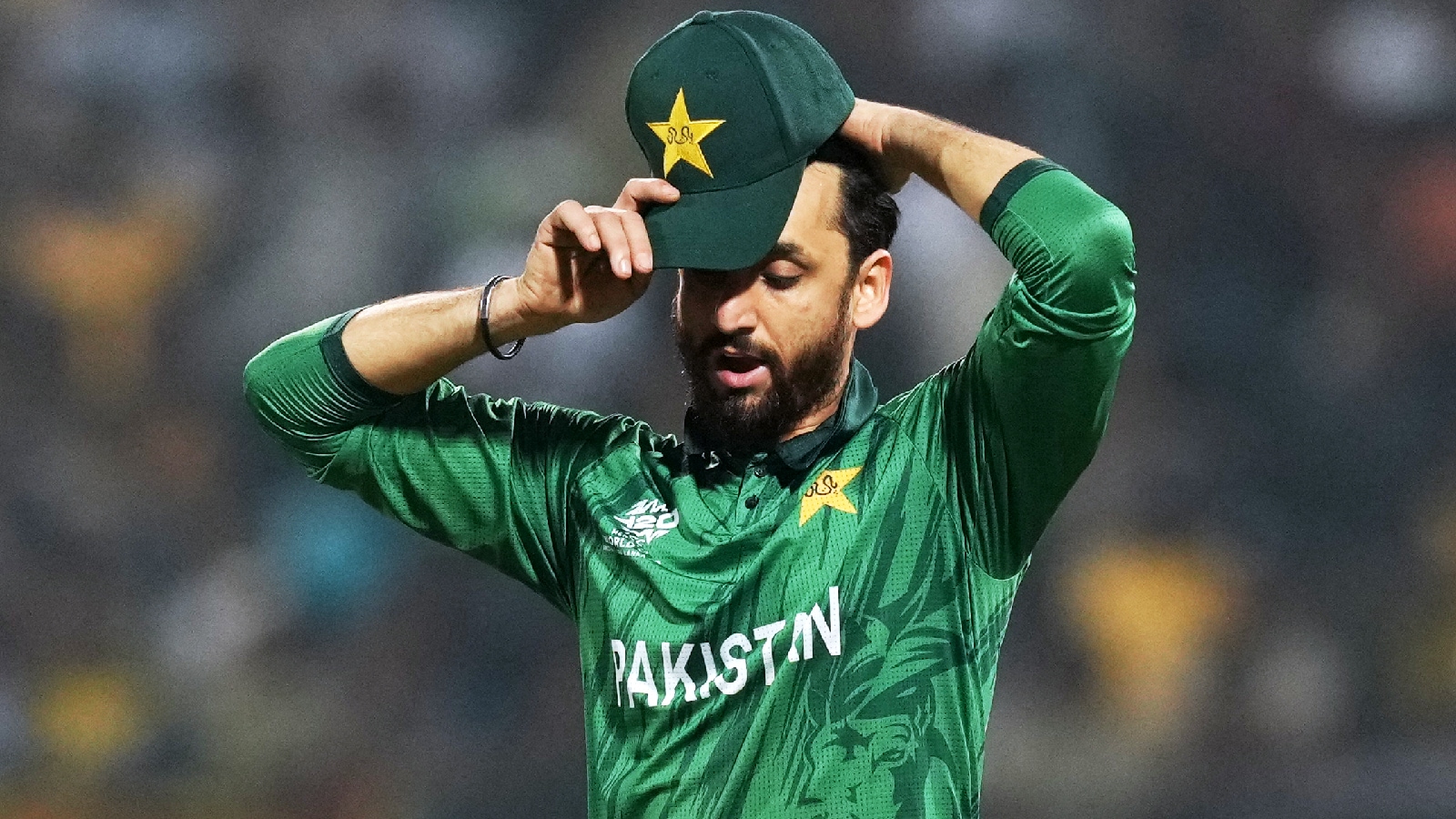 Pakistan's captain Salman Ali Agha reacts in the field during the T20 World Cup cricket match between Pakistan and Sri Lanka in Pallekele, Sri Lanka, Saturday, Feb. 28, 2026. (AP Photo)