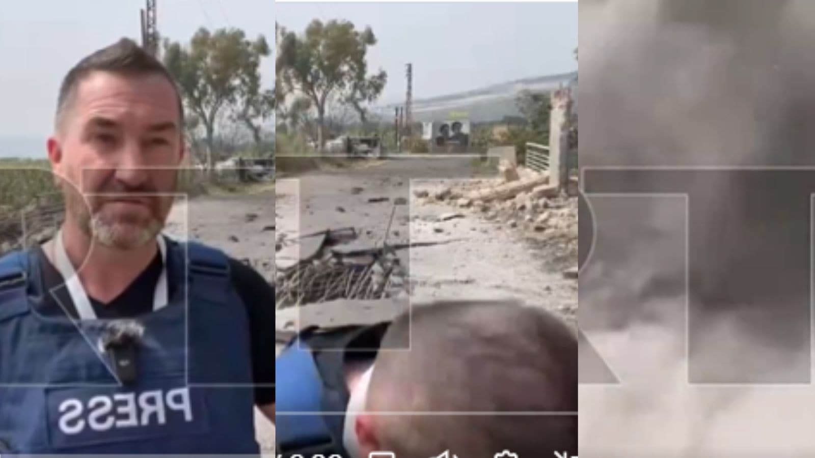 The moment a missile struck metres away from RT journalist in Lebanon
