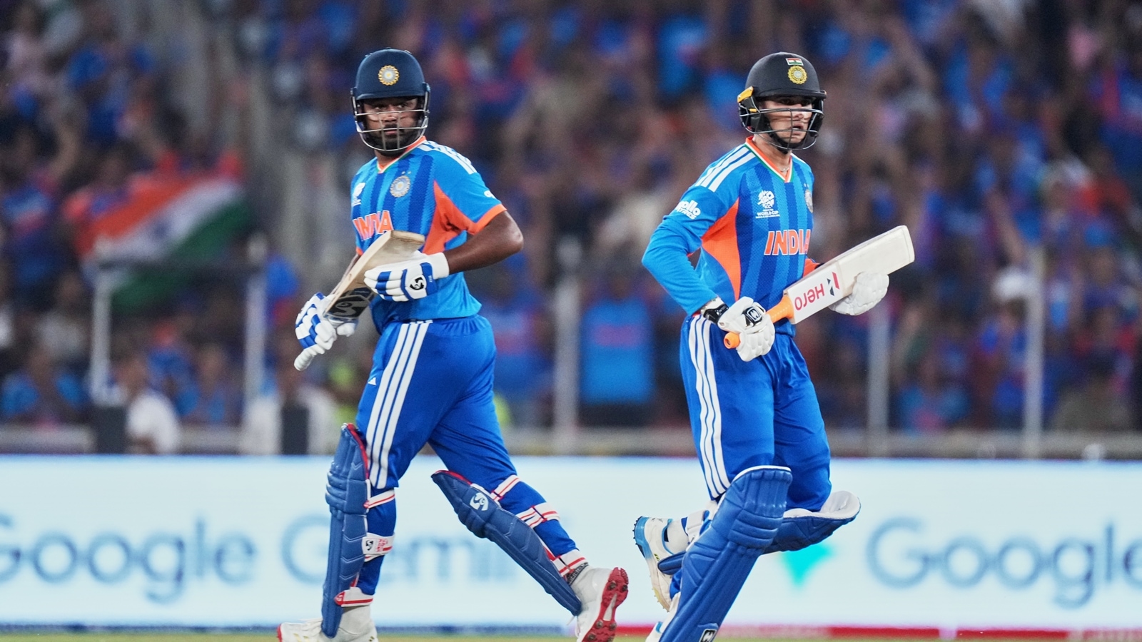 Abhishek and Samson put up an opening partnership of 98 runs that came in just 43 balls which set the tone for India in the final. (AP Photo)