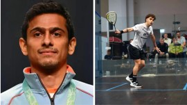 Saurav Ghosal (L) is in the thick of all things innovative and disruptive in the World Premier Squash as its league Commissioner. (X/Saurav Ghosal/PSA)