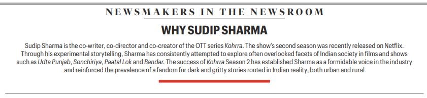 SUDIP SHARMA: ‘There’s too much emphasis on economics today and not enough on the quality of storytelling’