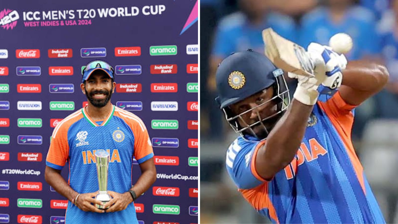  Jasprit Bumrah won the Player of the Tournament award in 2024 with Sanju Samson in the running in 2026. (ICC/Express Photo by Narendra Vaskar)