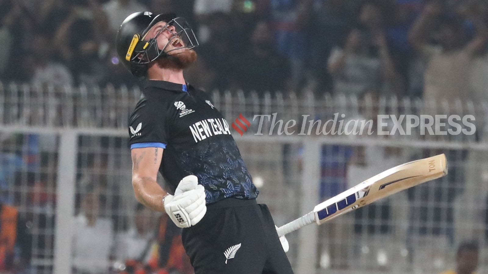 Tim Allen scored an unbeaten century in 33 balls to guide New Zealand to the T20 World Cup semis. (Express photo by Partha Paul)