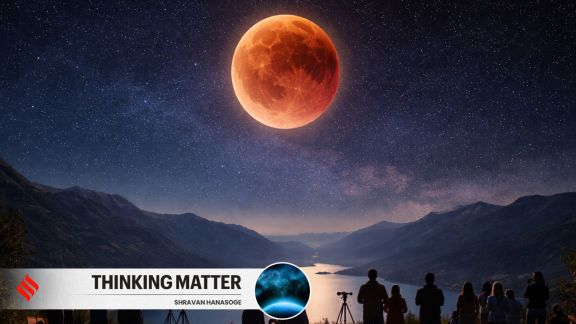 Skywatchers gather to observe the only total lunar eclipse. (Representational Image generated by AI/DALLE)