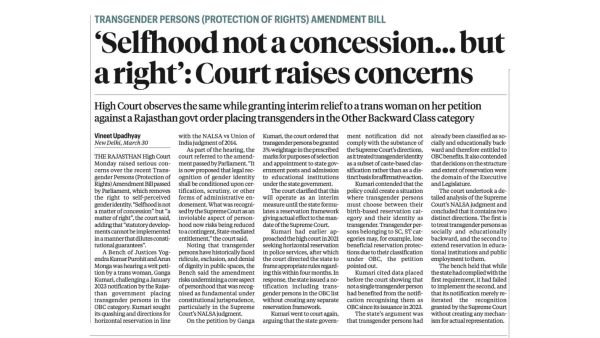 transgender bill rajasthan high court