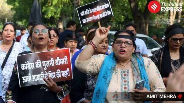 BJP women leaders and workers gathered in Delhi on Saturday to stage a protest march