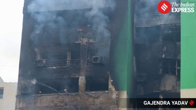 The blaze started inside a flat on the ninth floor in one of the towers around 8-8.30 am,