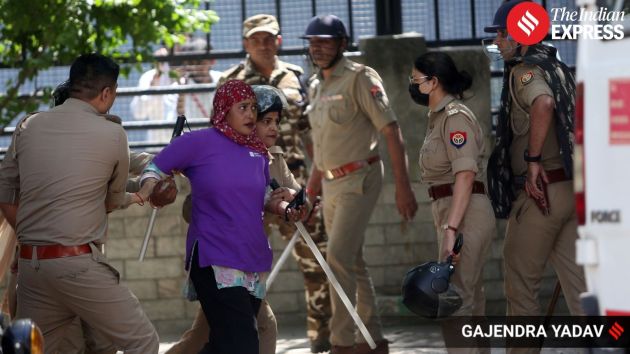 The protest was later dispersed after police escorted the women into buses