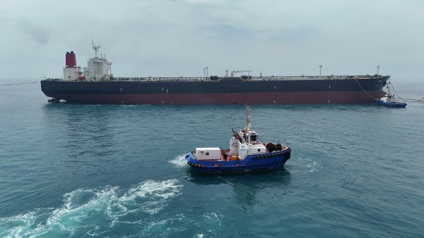 A view of oil tanker HELGA berthed at one of Iraq's southern offshore oil terminals. (REUTERS)