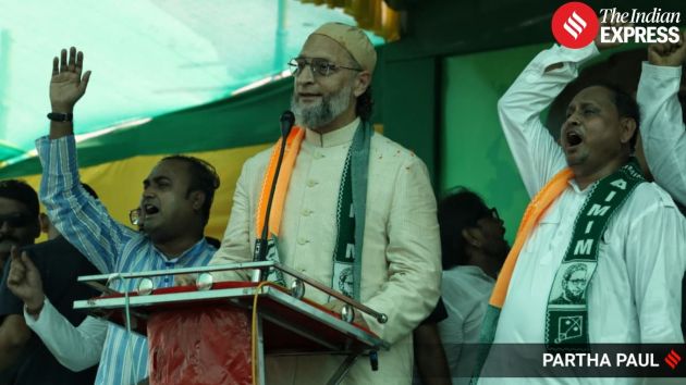 Asaduddin Owaisi addressed his first rally in West Bengal alongside Humayun Kabir at Nowda in Murshidabad district on Wednesday