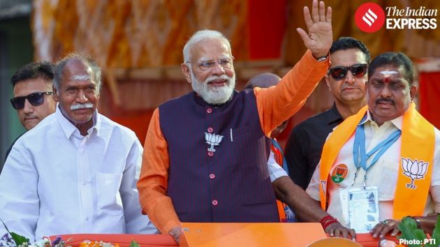 Prime Minister Narendra Modi held a roadshow in Puducherry on Friday