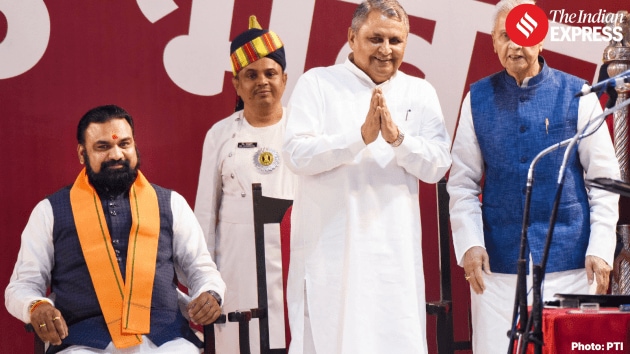 JD(U) leaders Vijay Kumar Choudhary and Bijendra Prasad Yadav took oath as members of the Council of Ministers during the ceremony
