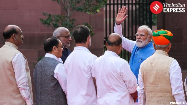 A rare moment in modern Indian politics unfolded on Saturday morning when Prime Minister Narendra Modi and Leader of Opposition in Lok Sabha Rahul Gandhi exchanged namastes