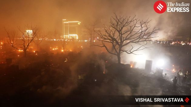 Thick plumes of black smoke rose from the area and were visible from several kilometres away