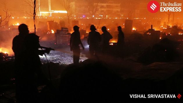Officials said the presence of dozens of LPG cylinders in the slum complicated operations, as repeated explosions made it difficult