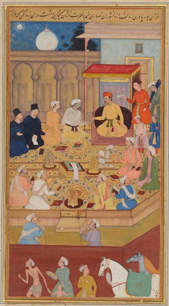 A religious assembly at Akbar's court (Wikipedia)