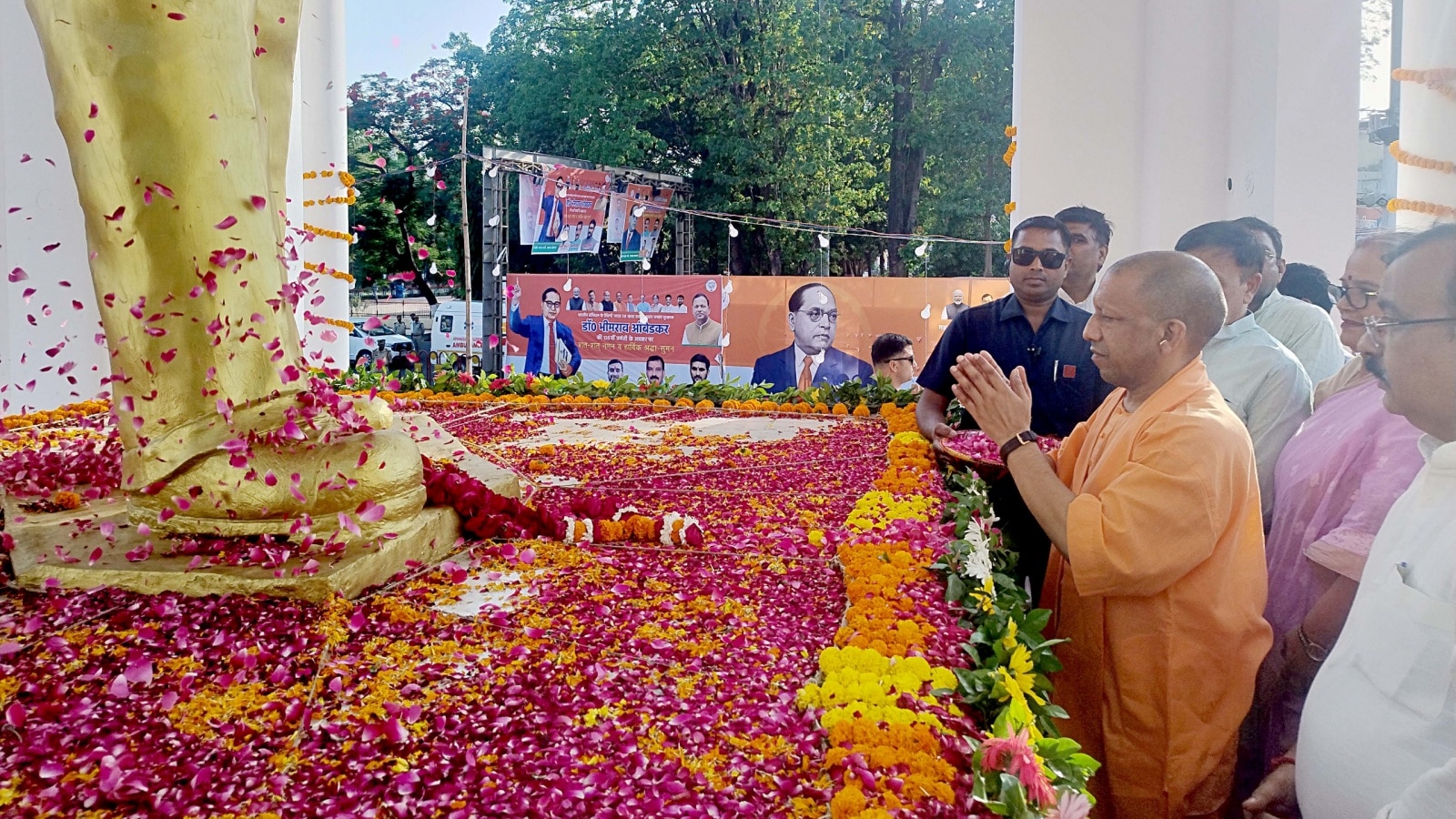 Yogi lays stone for Ambedkar statue beautification project for all UP districts