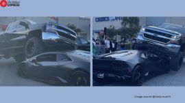 Florida parking lot crash Lamborghini