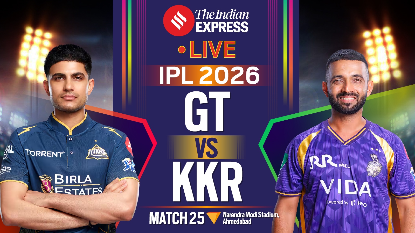 GT vs KKR Live Cricket Score, IPL 2026: Kolkata look to snap losing streak against Gujarat Titans in Ahmedabad