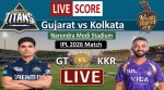 GT vs KKR Live Score, IPL 2026