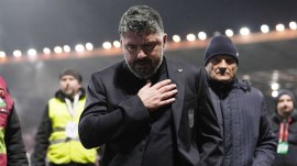 Italy's coach Gennaro Gattuso walks off the pitch after losing in a World Cup qualifying playoff final match against Bosnia. (PHOTO: AP)