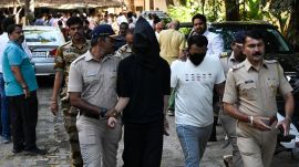 On April 16, Policemen brought seven arrested persons in the Goregaon drug overdose concert case out of Metro Politan Magistrate Court at Borivali West in Mumbai. (Express Photo by Sankhadeep Banerjee)
