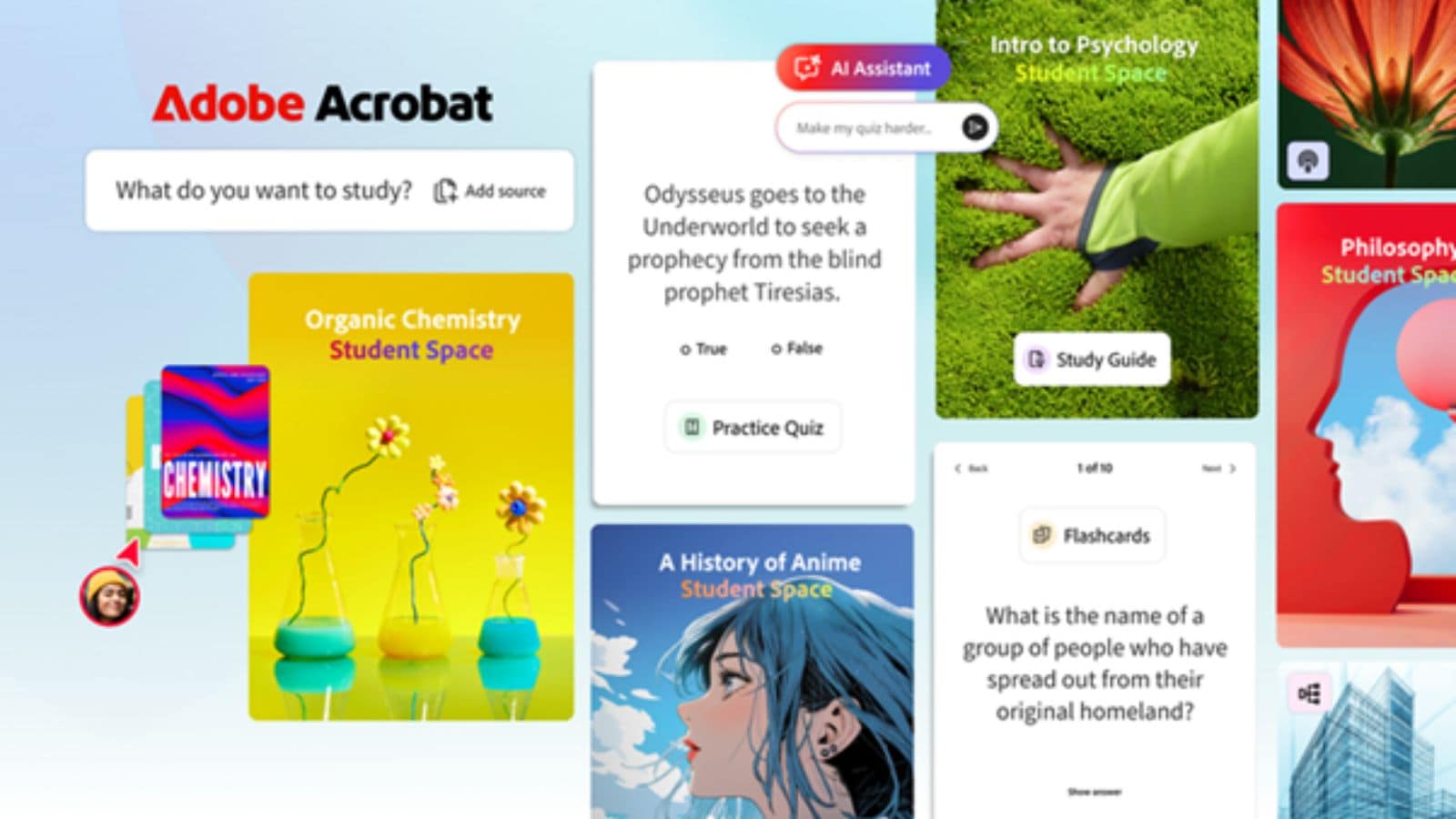 Adobe’s Student Spaces AI tool in Acrobat lets you create guides, mind maps and summaries