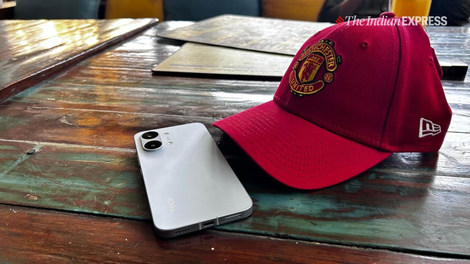 Poco X8 Pro Max has minimalist approach, with simple colours and visual elements, from a pill-shaped camera island to a matte-finish (Image: Ajay Hanje/ The Indian Express)