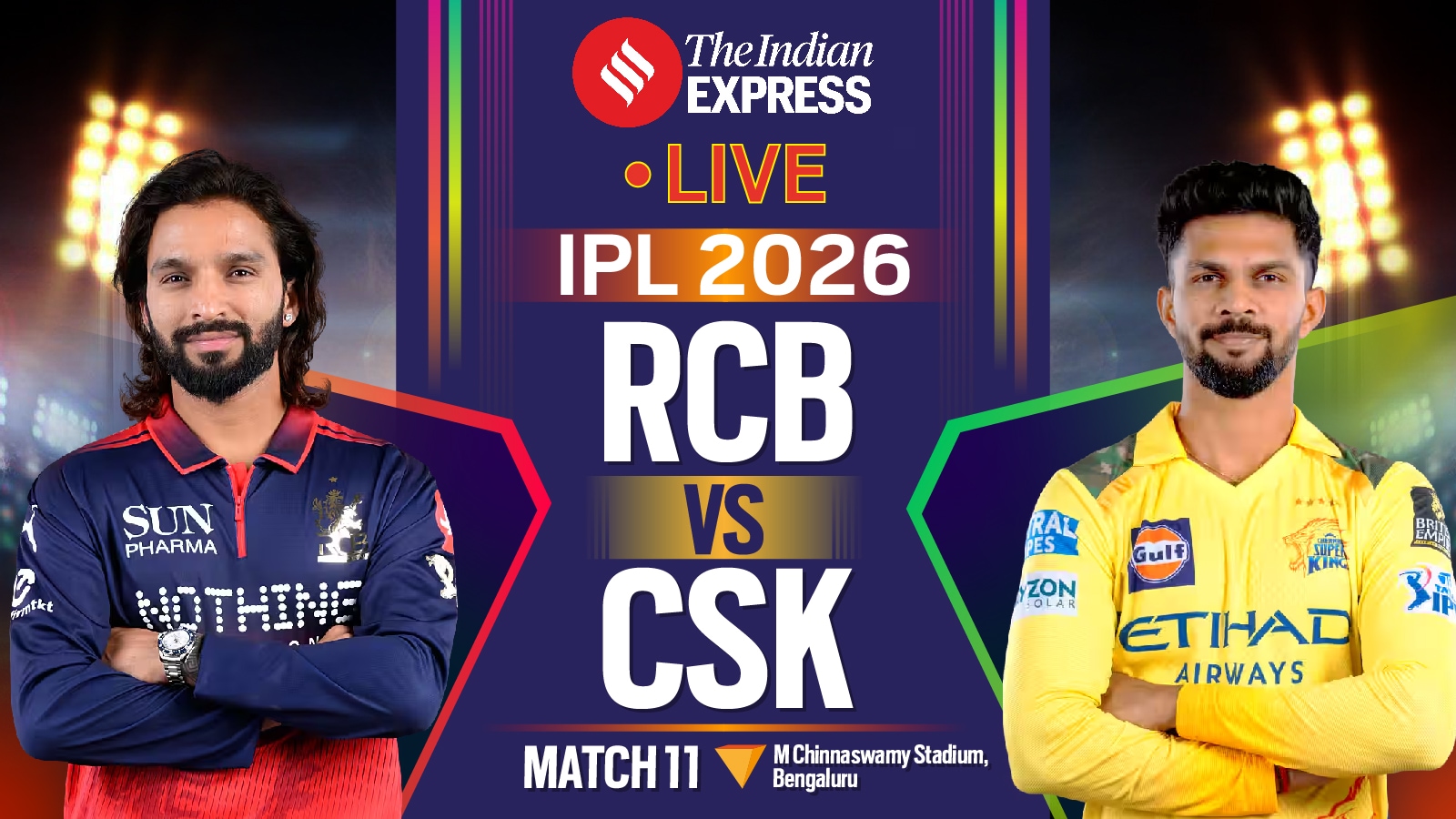 IPL 2026, RCB vs CSK Live Cricket Score: