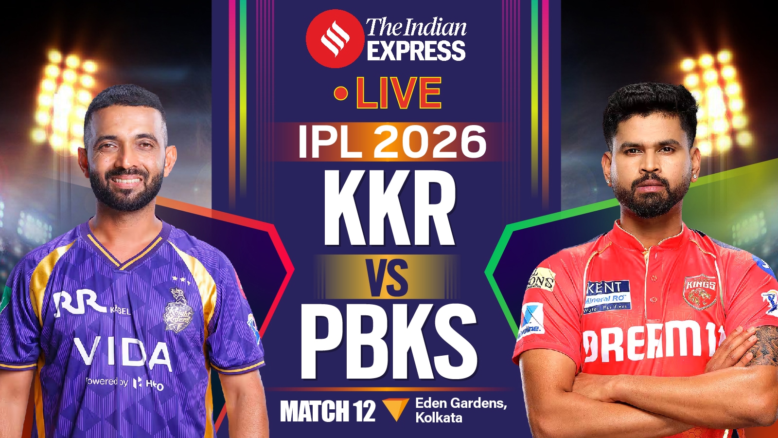KKR vs PBKS Live Score, IPL 2026 Today Match Updates: Rain threat looms as Kolkata hunt first win