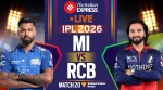 IPL 2026, Mumbai Indians vs Royal Challengers Bengaluru Live Cricket Score: MI face RCB at the Wankhede Stadium.