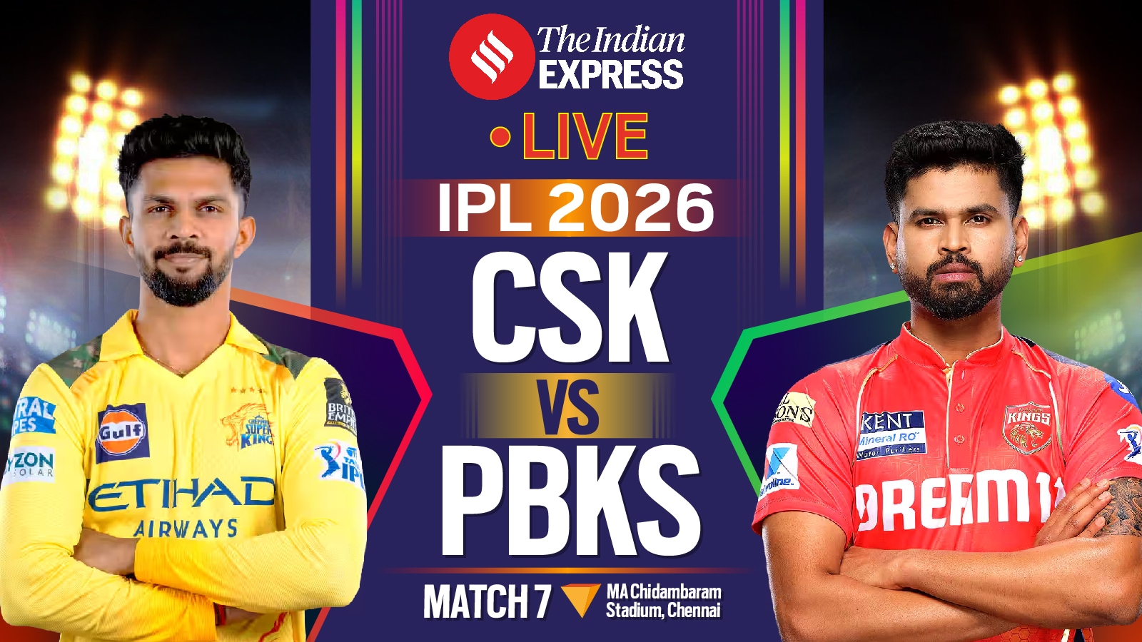  Chennai Super Kings take on Punjab Kings at Chepauk on Friday.