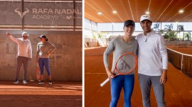 Iga Swiatek trains with Rafael Nadal at his academy ahead of clay court season. (PHOTO: Rafa Nadal/X)