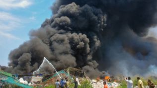 The fire allegedly started near one of the plastic factories and spread to the shanties in Indirapuram’s Kanawani. (File Photo)