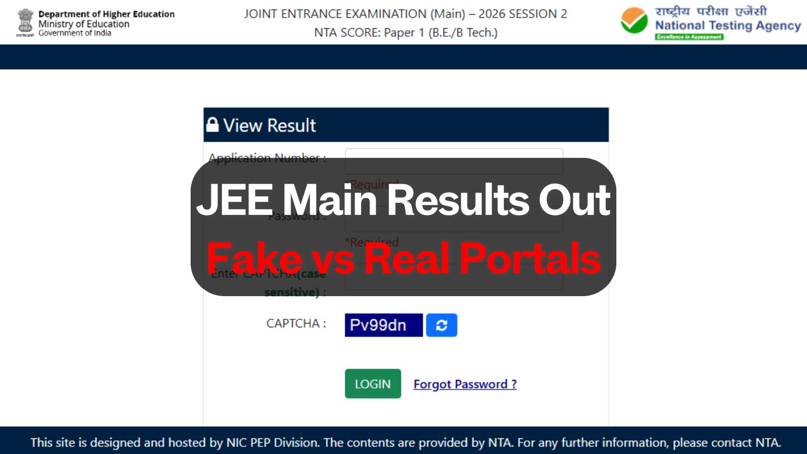 JEE Main Results 2026 (Out): Fake vs real websites to check and download scorecards