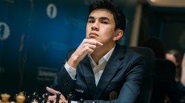 Javokhir Sindarov had been playing the triangle system for a while and extensively. (Credit: Yoav Nis (Eugene Nisenabum)/FIDE).