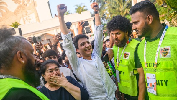 Mukhiddin Madaminov elated after Sindarov's triumph at FIDE World Cup 2025 in Goa. (PHOTO: FIDE/Michal Walusza)