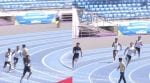 The viral video captures the critical moment when the athletes were sprinting at full speed