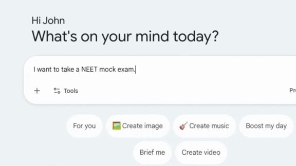 Google Gemini now offers free NEET UG mock tests for medical aspirants. (Image: Google)